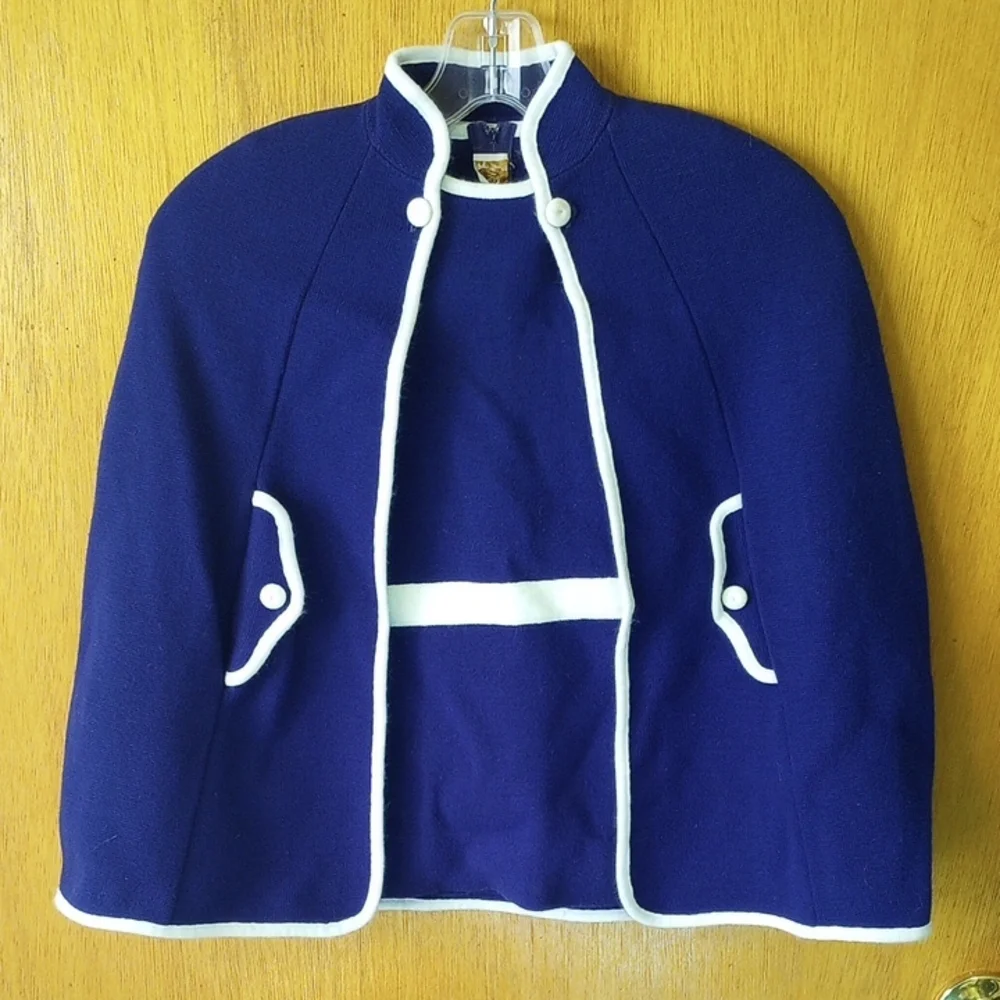Little World Navy Blue & White Acrylic Sweater Set, Size 5